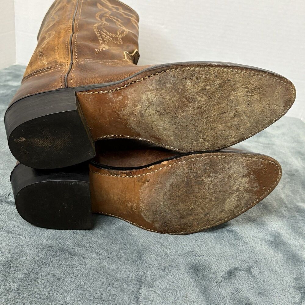 Vintage Frye Western Cowboy Boots Brown Leather USA Made Size 9M Distressed - Picture 15 of 15